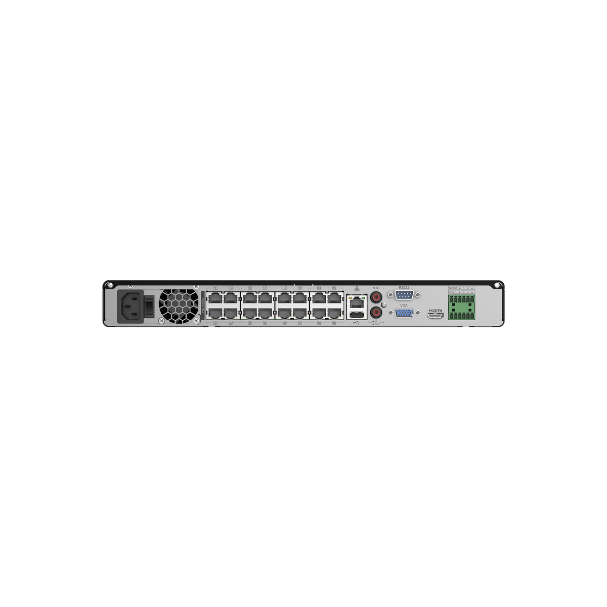 Luminys R32-16PA R3 Starter Series NVR, rear panel