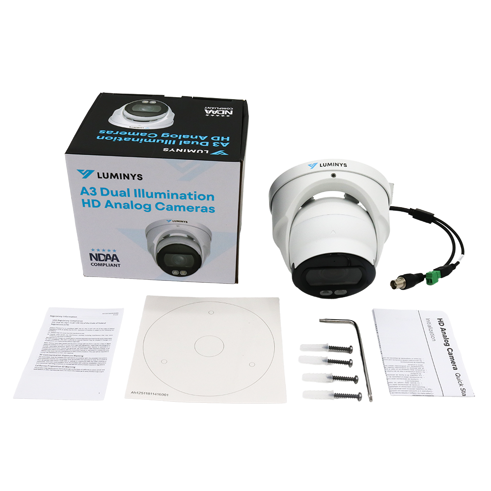Luminys A3T-2LAV Luminys 2MP Dual-Light Analog Vari-focal Turret Camera, what's in the box