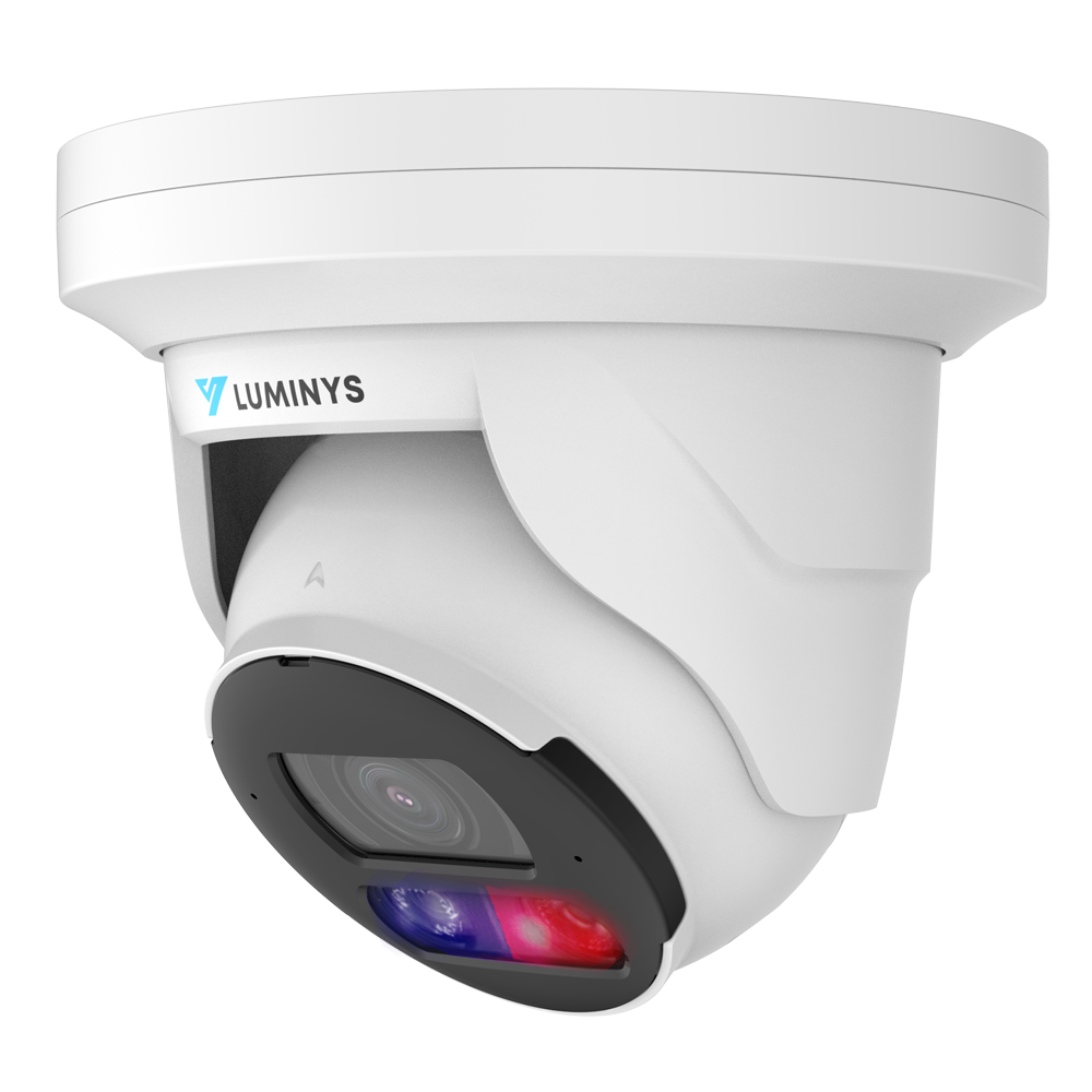 Luminys N5T-8DA2 8MP Network LumiDeterrent Turret Camera, left angle view