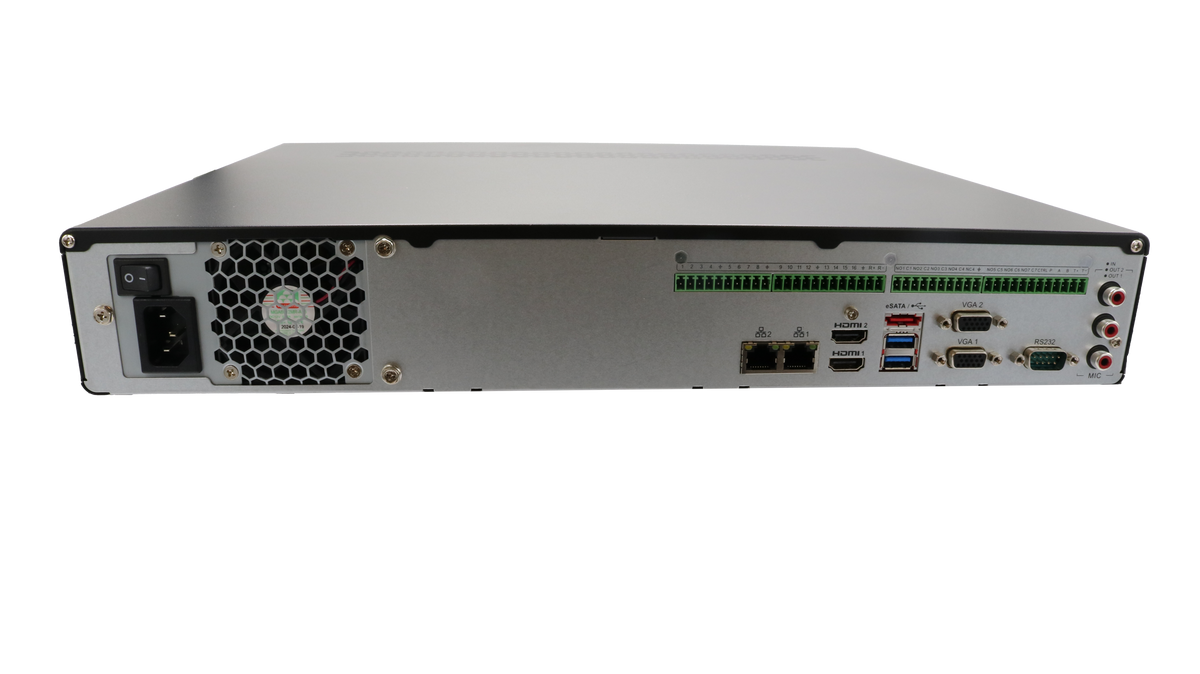 Luminys R54-32NA4 Luminys R5 Mainstream Series NVR, 8K 32 Channel, Dual NIC, rear view
