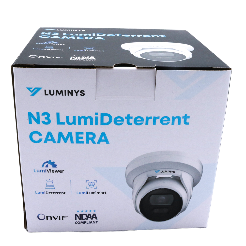 Luminys N3T-5KA2 Luminys N3T-5DA2: 5MP Network LumiDeterrent Flashing White-light Turret Camera, product view