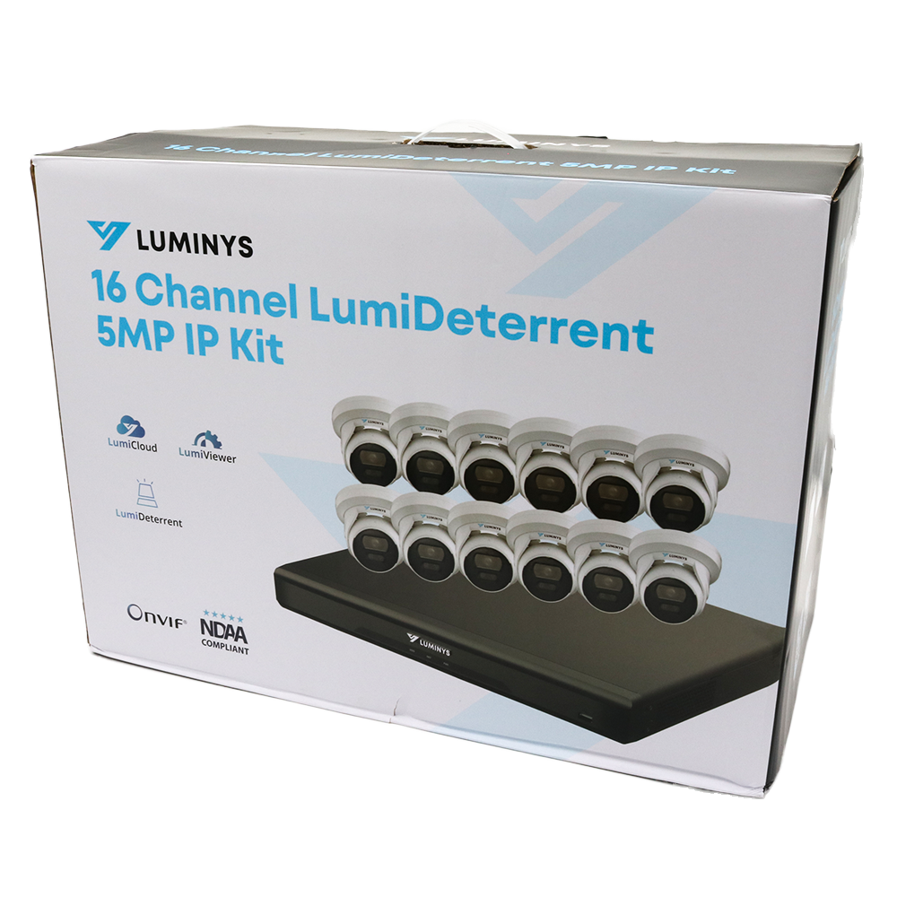 Luminys K5T-16D2A4 5MP 16CH LumiDeterrent IP Kit With 12 Cameras, kit packaging