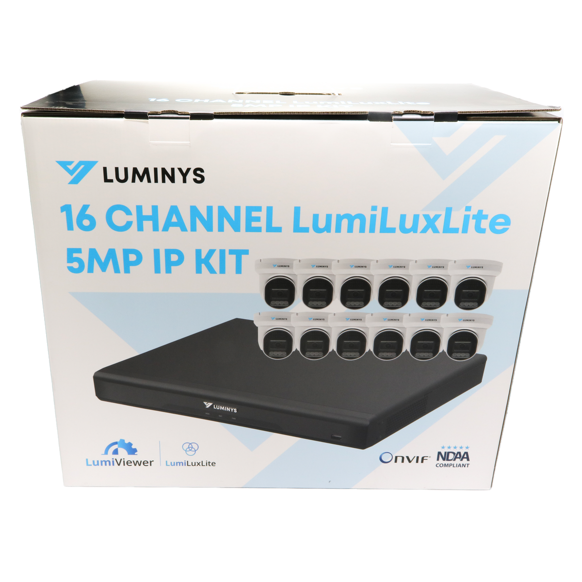 Luminys K5T-16L2A4 5MP LumiLuxLite Network Kit, kit packaging, side view