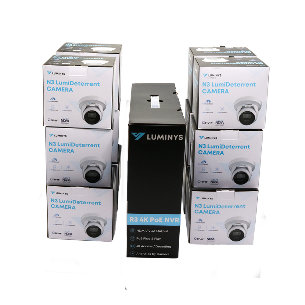 Luminys K5T-16D2A4 5MP 16CH LumiDeterrent IP Kit With 12 Cameras, NVR and camera boxes