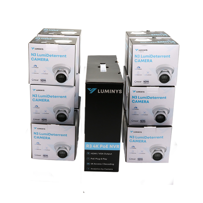Luminys K5T-16D2A4 5MP 16CH LumiDeterrent IP Kit With 12 Cameras, NVR and camera boxes