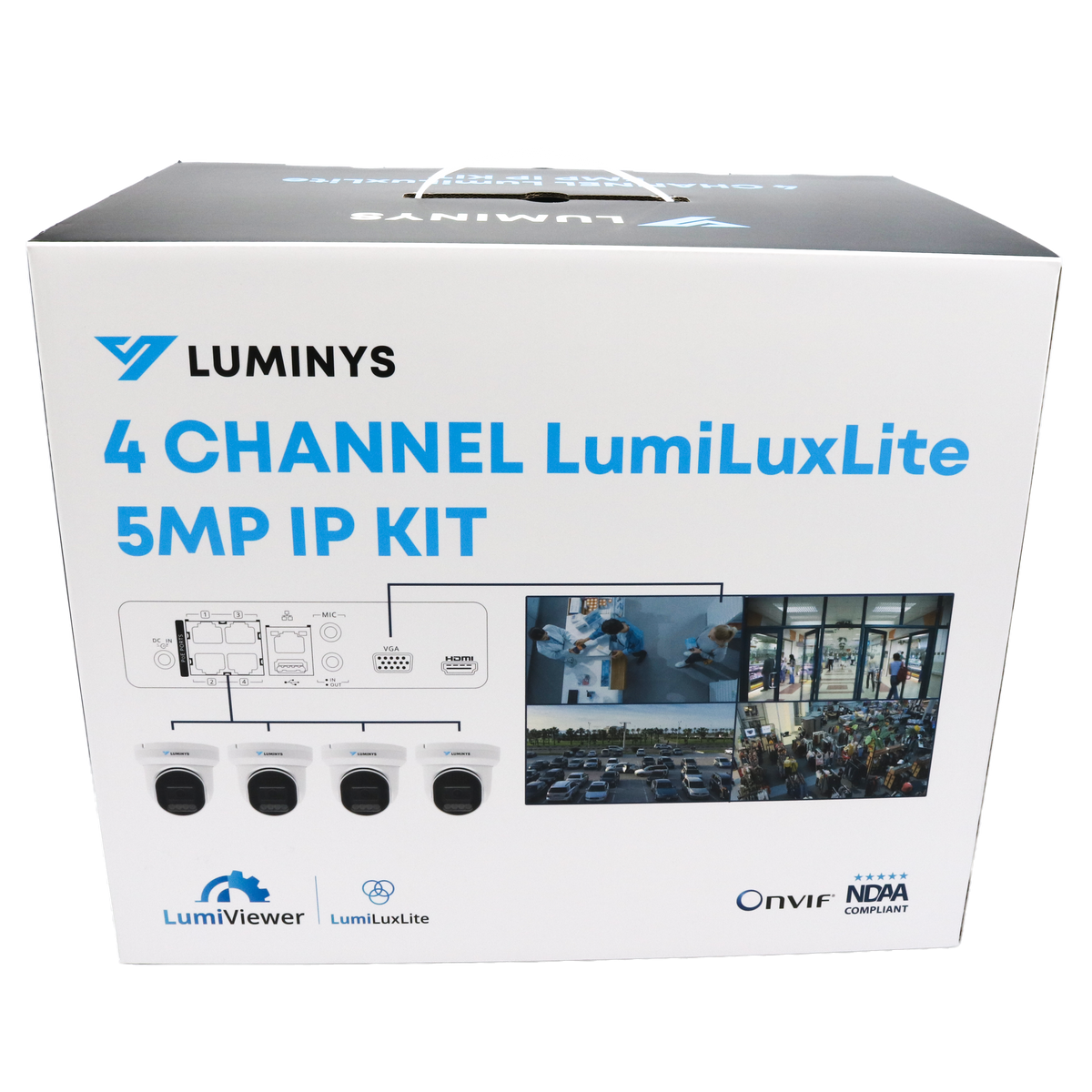 Luminys K54-4L1A2 5MP LumiLuxLite Network Kit, kit packaging, side view