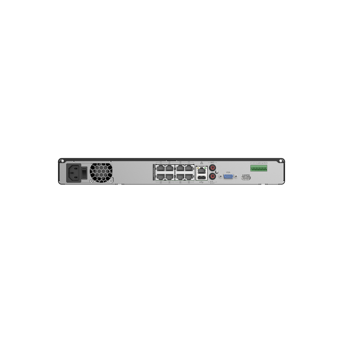 Luminys R32-8PA R3 Starter Series NVR, rear panel