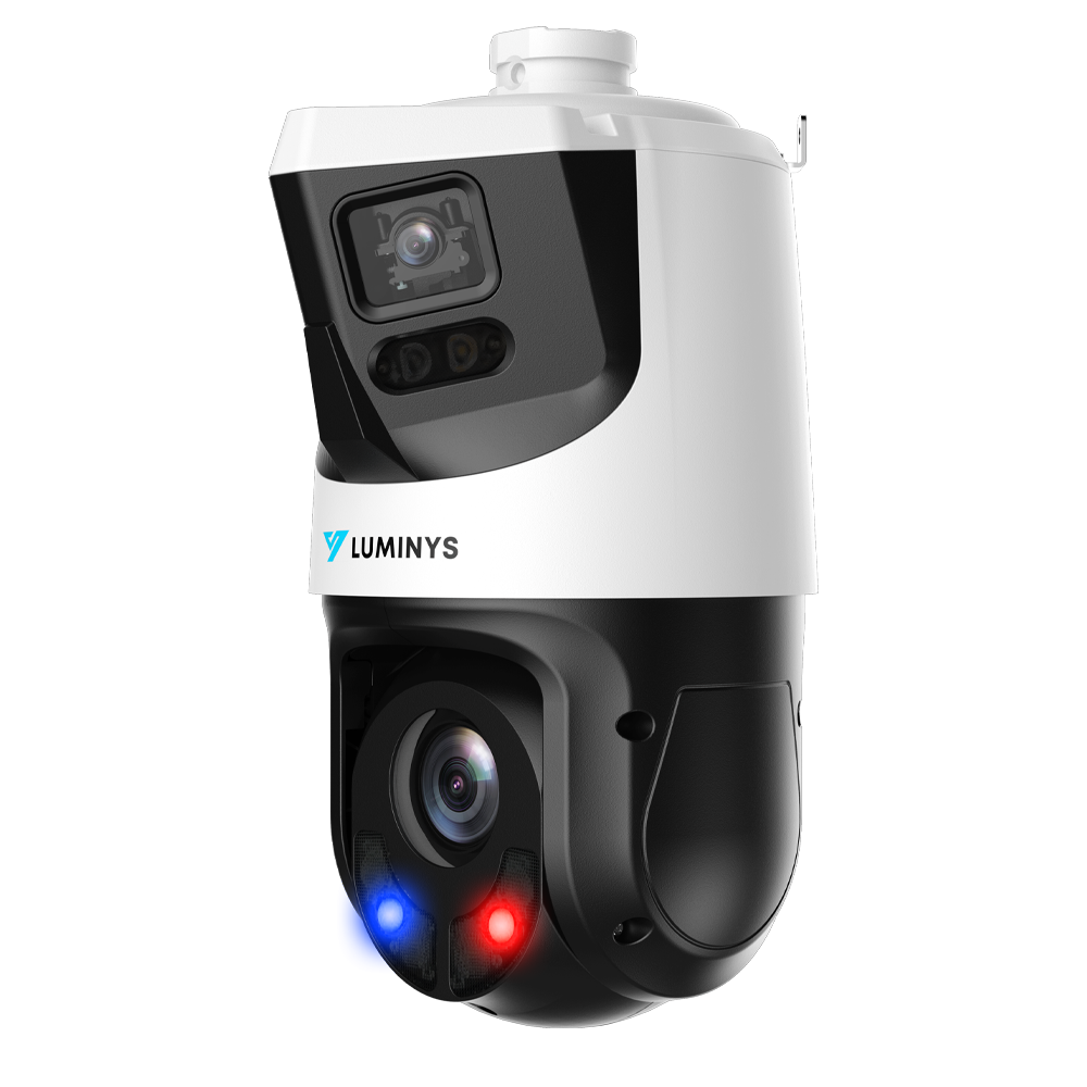 Luminys P54-4DA25 4MP Network 25x LumiDeterrent Dual-Stitched Lens PTZ Camera, left angle view
