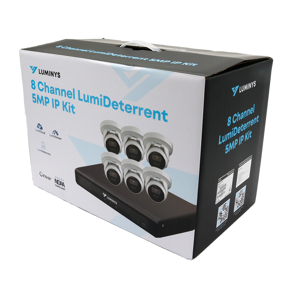 Luminys K56-8D1A2 5MP 8CH LumiDeterrent IP Kit With 6 Cameras, kit packaging