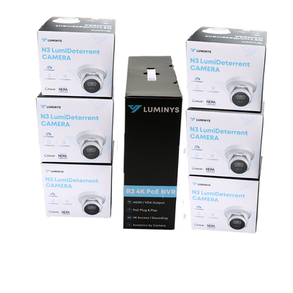 Luminys K56-8D1A2 5MP 8CH LumiDeterrent IP Kit With 6 Cameras, NVR and camera boxes