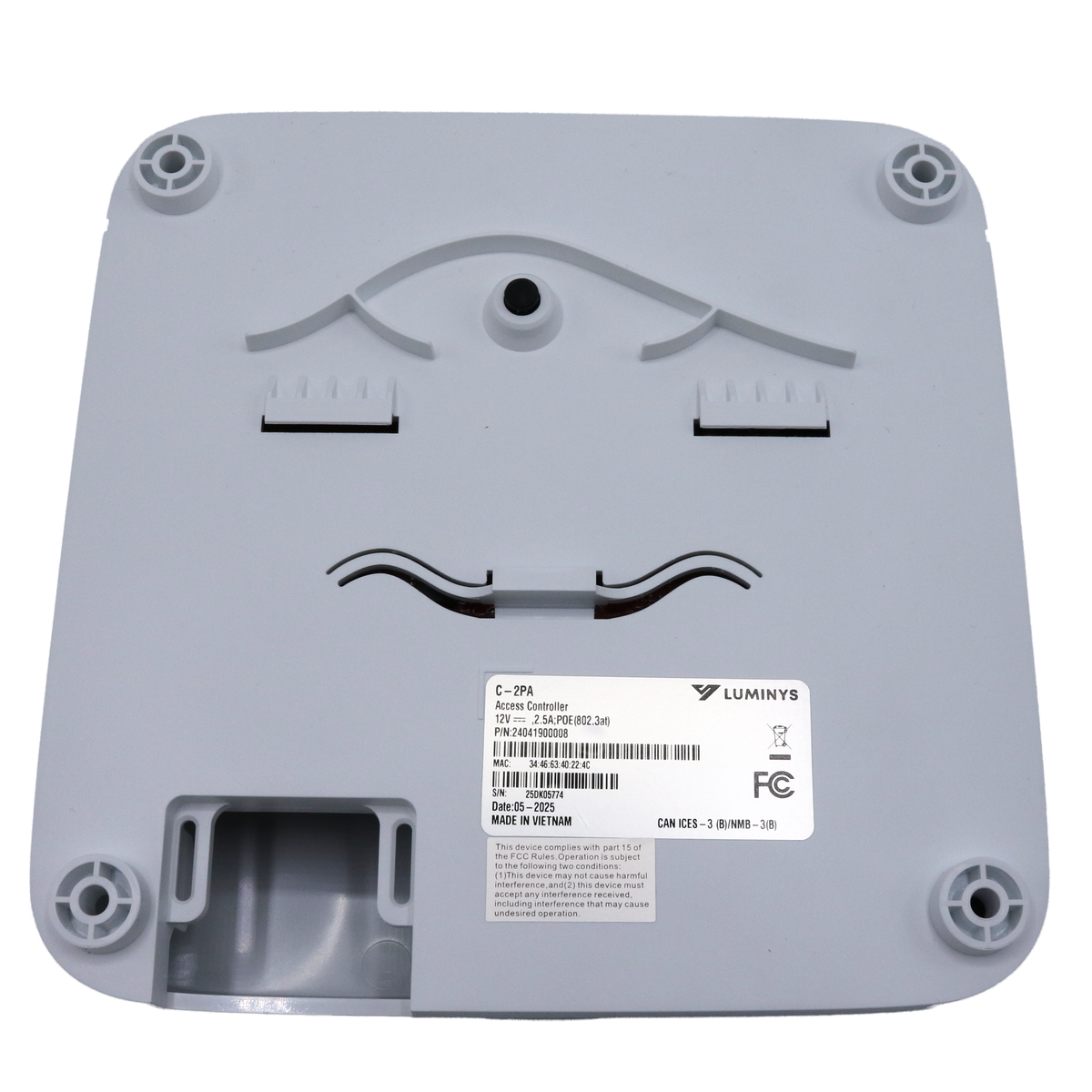 Luminys C-2PA back plate with mounting points and label