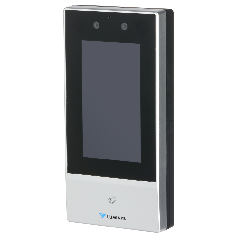 Luminys C-F4A facial recognition terminal, left angle view