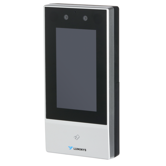 Luminys C-F4A facial recognition terminal, left angle view