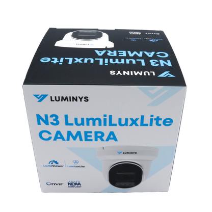 Luminys K56-8L1A2 5MP LumiLuxLite Network Kit, camera packaging, side view