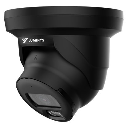 Luminys N3T-4LA2B Luminys 4MP Network LumiLuxSmart Black Turret Camera, left angle view