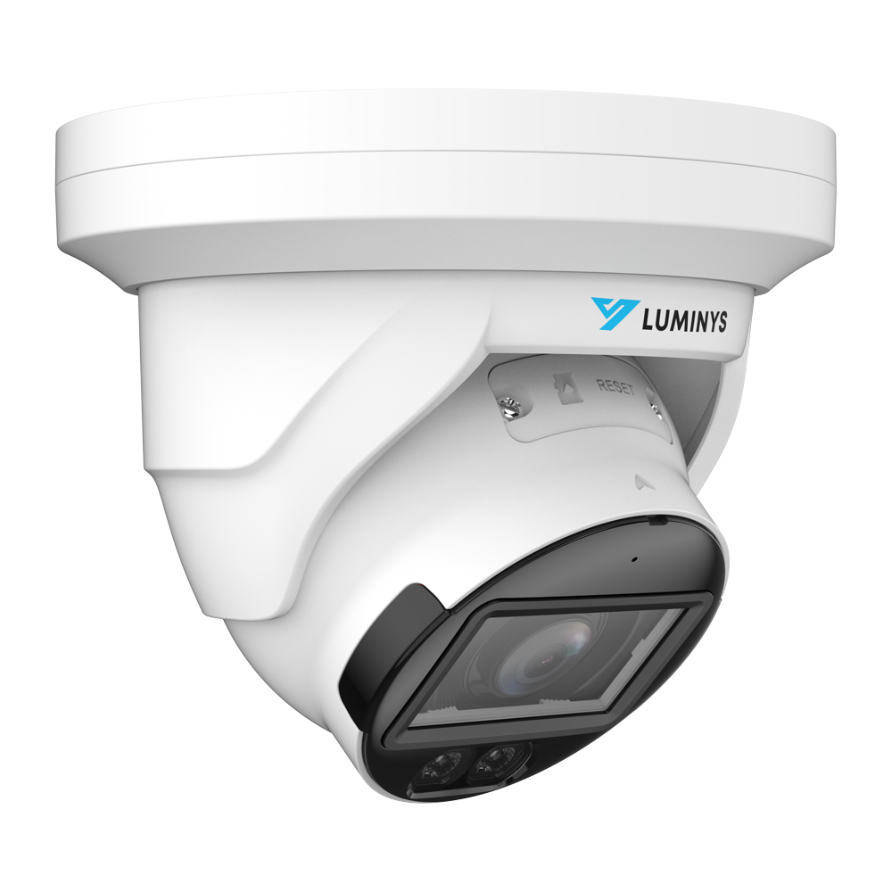 Luminys N3T-8LAV 8MP Network LumiLuxSmart Turret Camera, right angle view