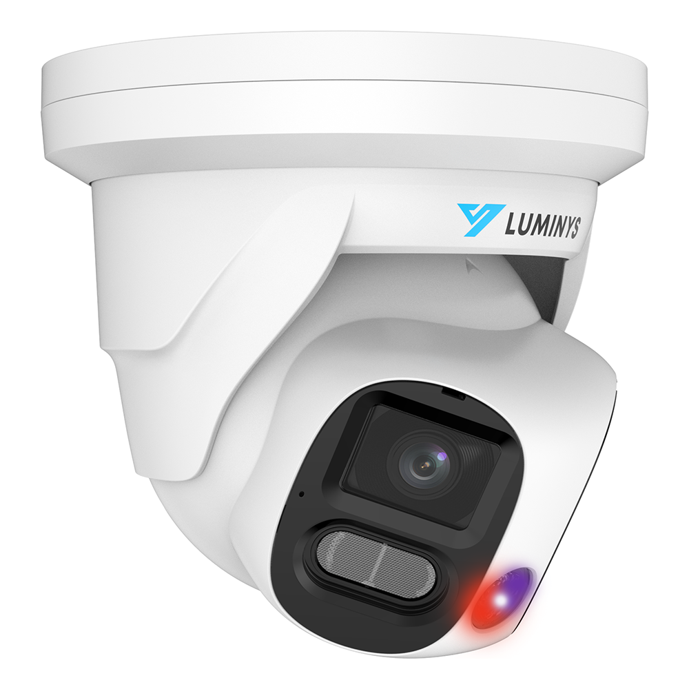 Luminys N5P-8DA2 2 x 4MP LumiDeterrent Series Stitched Turret Camera, right angle view