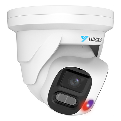 Luminys N5P-8DA2 2 x 4MP LumiDeterrent Series Stitched Turret Camera, right angle view