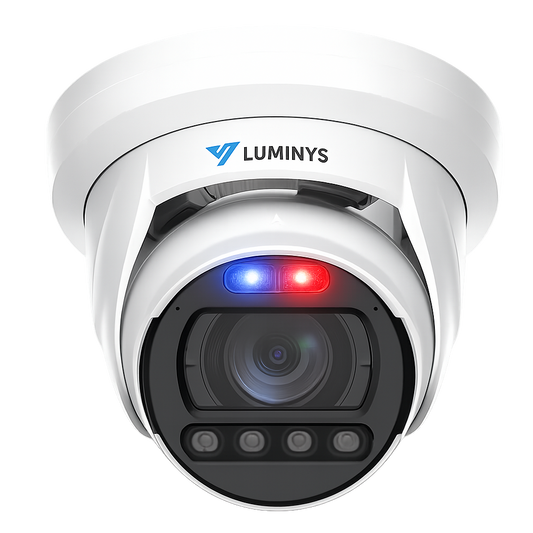 Luminys N5T-8DAV Luminys 8MP Network LumiDeterrent Turret Camera, front view