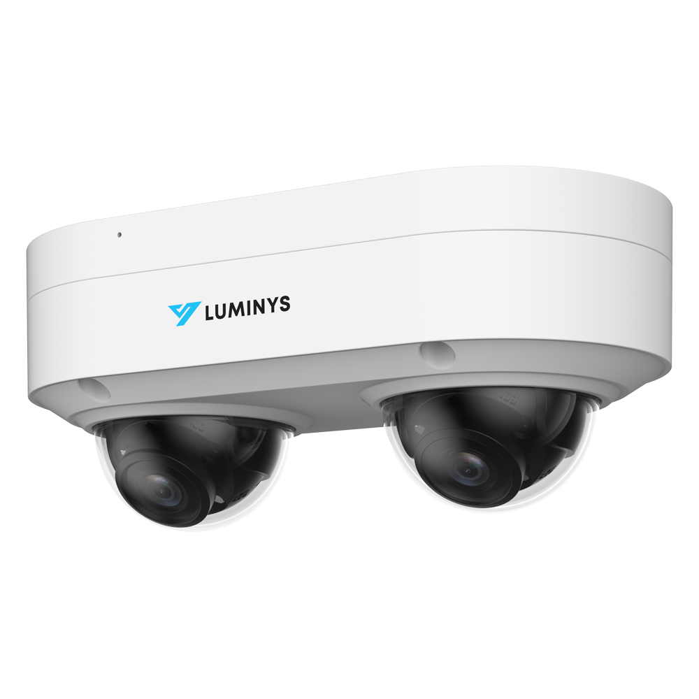 Luminys N9P-4RA2 2 x 4MP LumiFlex Dual-Sensor Dome Camera, left angle view