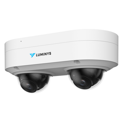 Luminys N9P-4RA2 2 x 4MP LumiFlex Dual-Sensor Dome Camera, left angle view