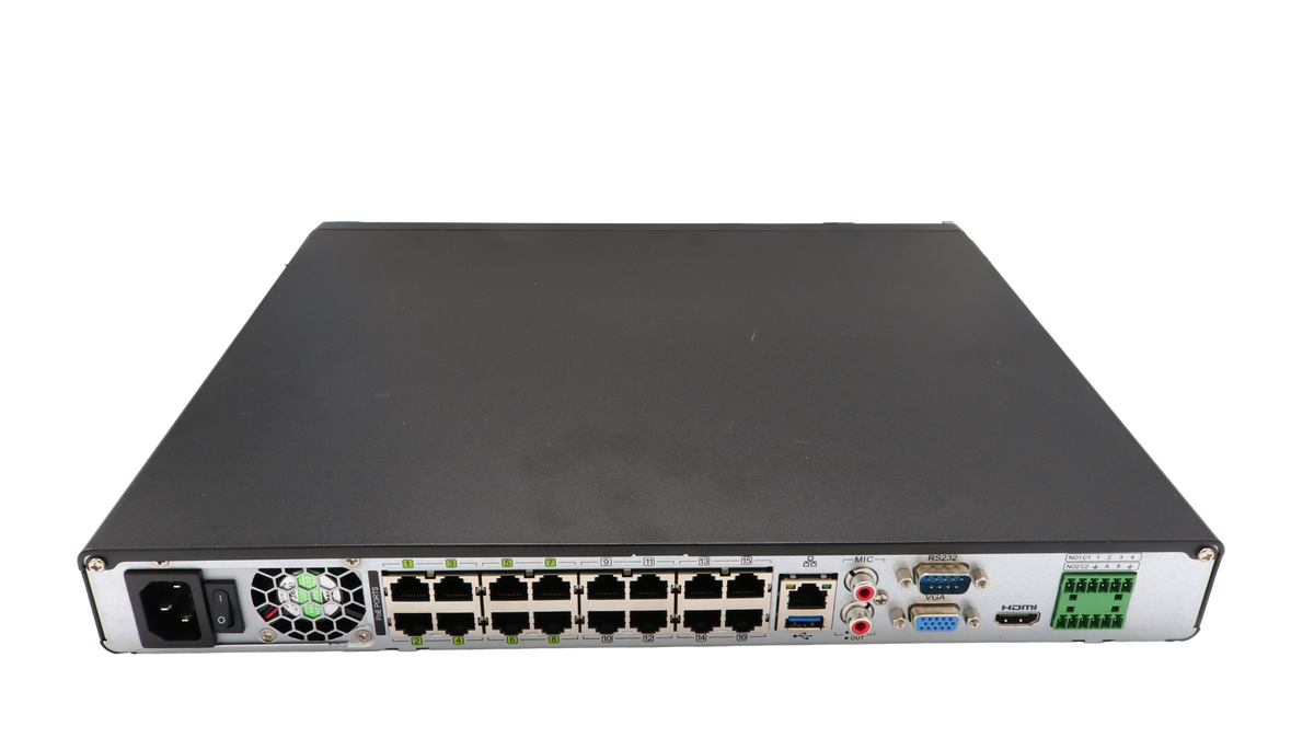 Luminys R52-16PA Luminys R5 Mainstream Series NVR, 8K 16 Channel, 16 PoE, rear view