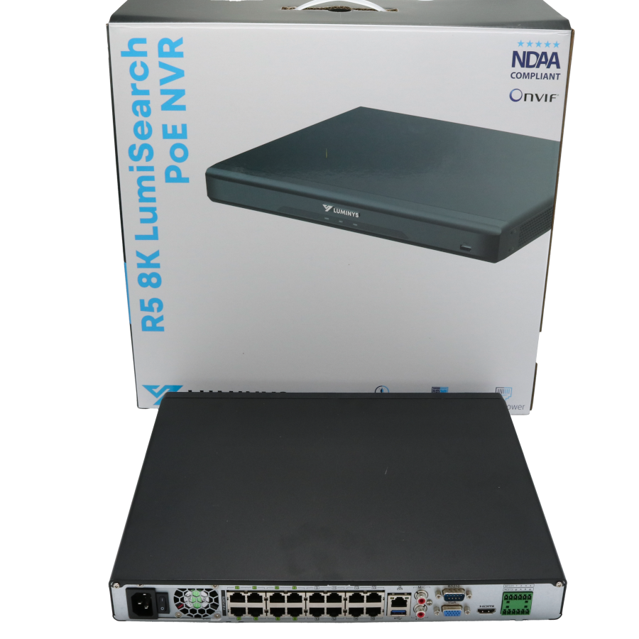 Luminys R52-16PA Luminys R5 Mainstream Series NVR, 8K 16 Channel, 16 PoE, rear view