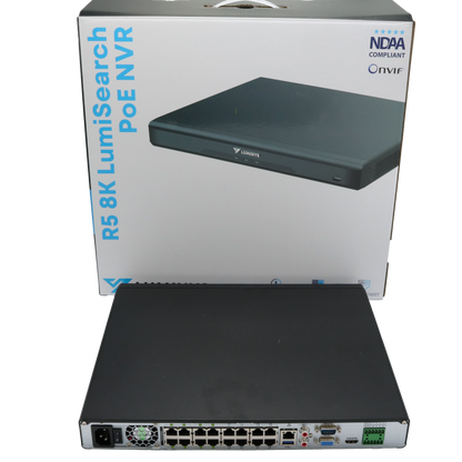 Luminys R52-16PA Luminys R5 Mainstream Series NVR, 8K 16 Channel, 16 PoE, rear view