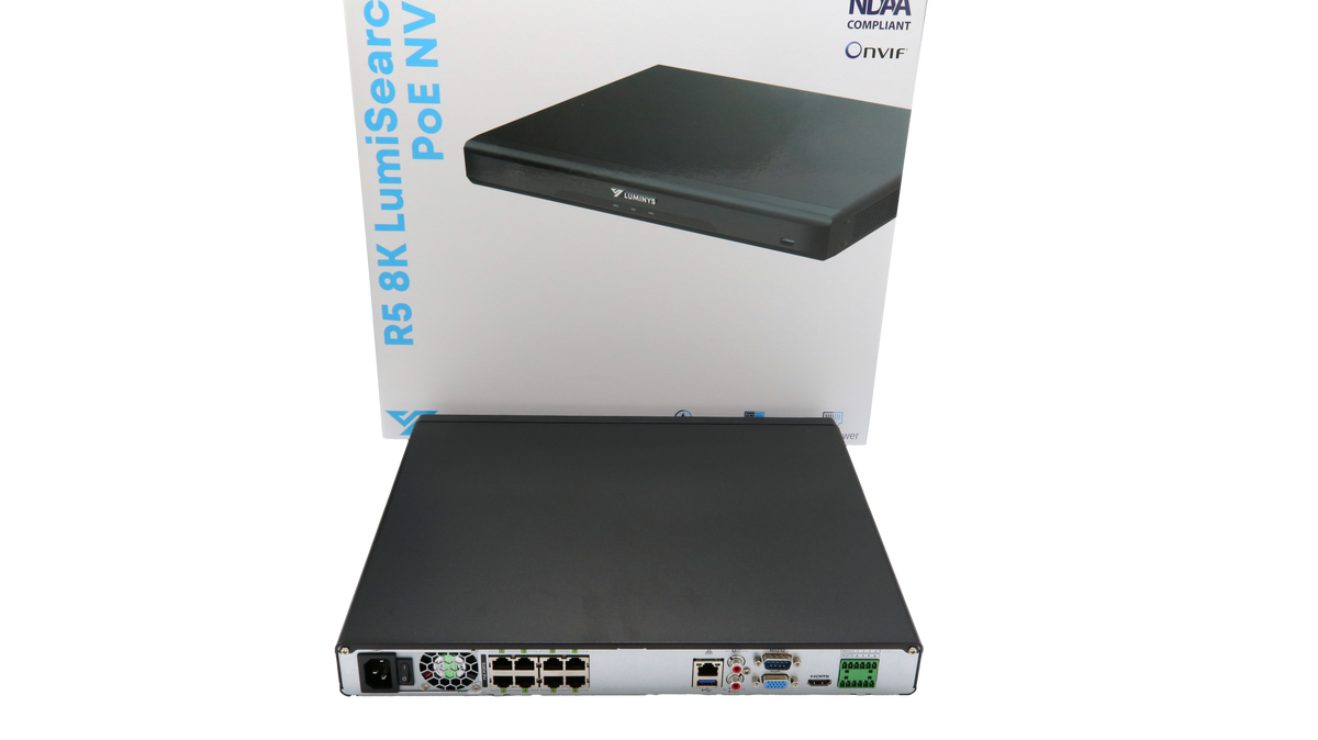 Luminys R52-8PA8 Luminys R5 Mainstream Series NVR, 8K 8 Channel, 8 PoE, rear view