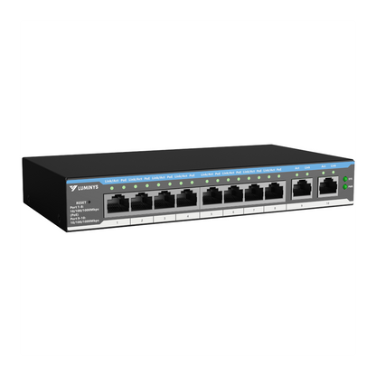 Luminys SML-10GPA 8-port PoE switch, right angle view