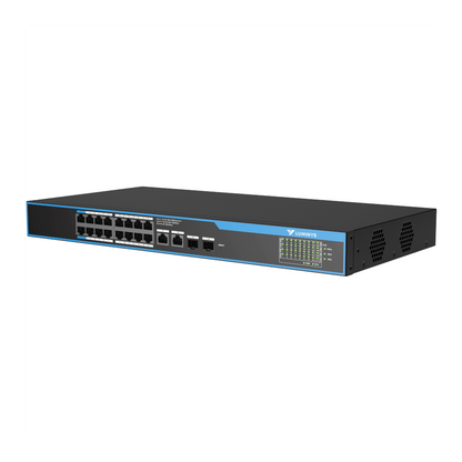 Luminys SML-20GPA 16-port PoE switch, left angle view