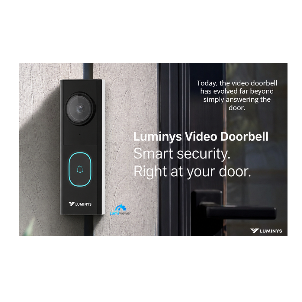 Luminys DW401-CW01 4MP 2-Wire Video Doorbell and Chime Kit, doorbell installed at a front door
