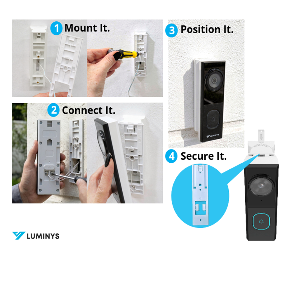 Luminys DW401-CW01 4MP 2-Wire Video Doorbell and Chime Kit, installation steps