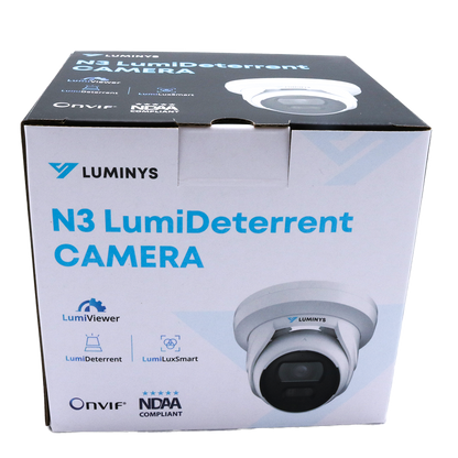 Luminys N3T-5KA2 Luminys N3T-5DA2: 5MP Network LumiDeterrent Flashing White-light Turret Camera, product view