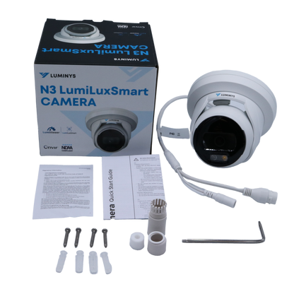 Luminys N3T-8LA2 8MP Network LumiLuxSmart Turret Camera, what's in the box
